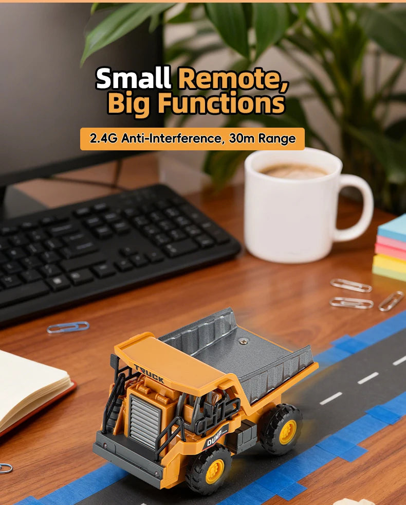 ZWN 1:64 RC Model Car 2.4G Remote Control Excavator Dump Truck Forklift Alloy Plastic Simulation Construction Vehicle Kids Toy Beauty World Shop