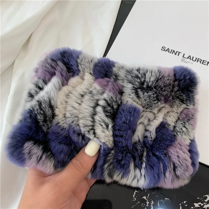 Women Handmade Stretch 100% Real Rabbit Fur Scarf Knit Genuine Rex Rabbit Fur Headbands Girls Natural Rabbit Fur Ring Scarves Beauty World Shop