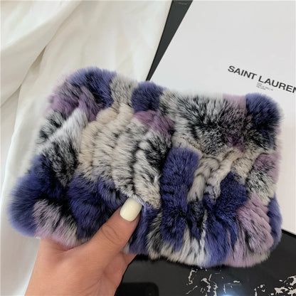 Women Handmade Stretch 100% Real Rabbit Fur Scarf Knit Genuine Rex Rabbit Fur Headbands Girls Natural Rabbit Fur Ring Scarves Beauty World Shop