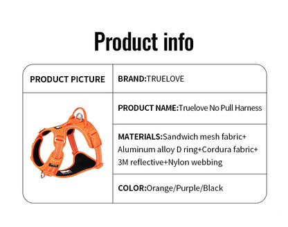 TRUE LOVE Pet Harness No Pull Nylon Reflective Dog Harness Adjustable Comfortable Control Step-in Brilliant Truelove TLH5654 Beauty World Shop
