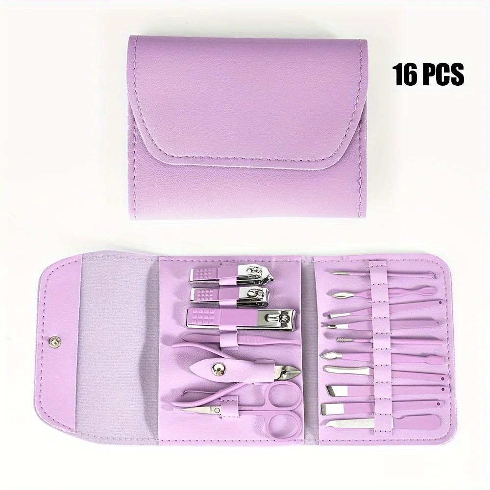 16pcs Professional Nail Clippers and Cuticle Nippers Set with Travel Case Manicure Set Pedicure Sets Nail Clippers Beauty World Shop