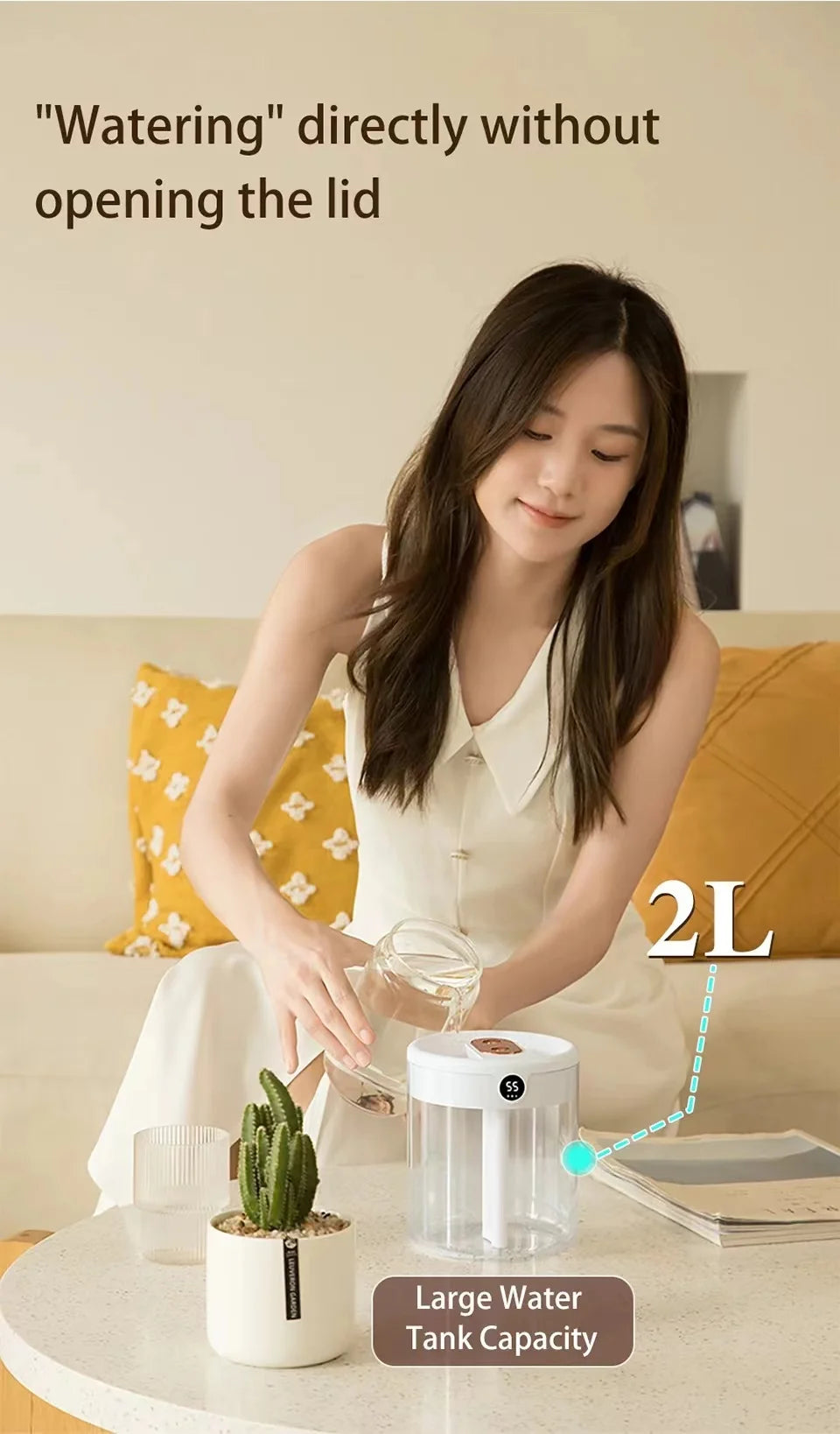 2L Humidifier Household Small Large Capacity Mute Bedroom Usb Office Desktop Portable Student Two Port Spray Water Supplement Beauty World Shop