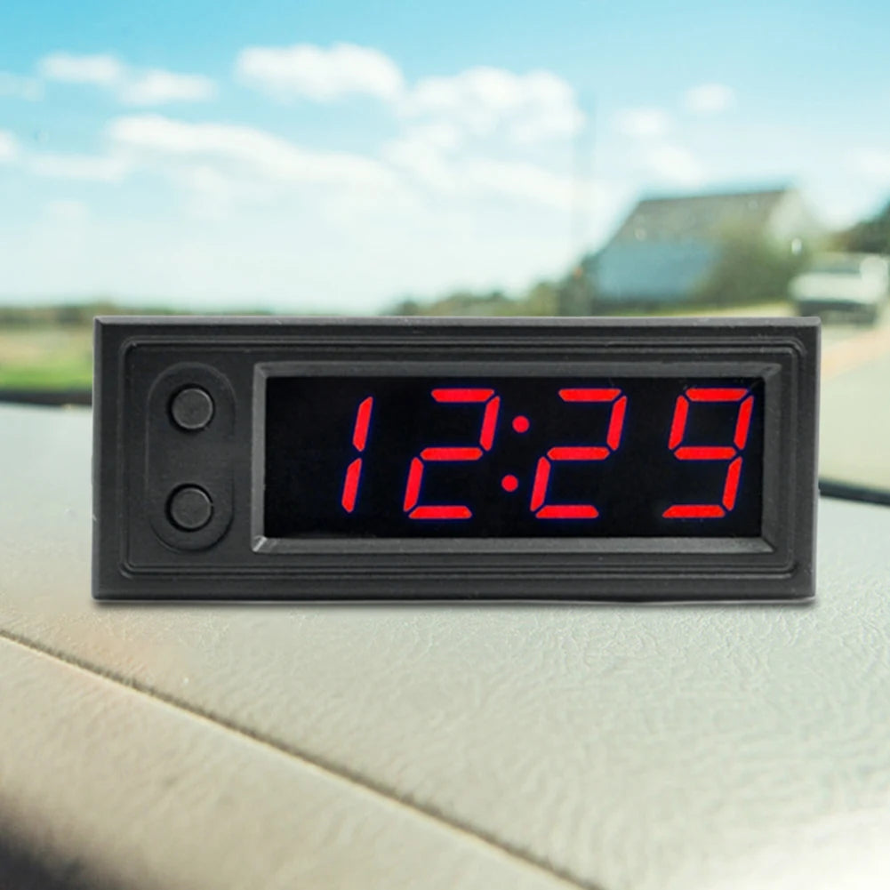 3 in 1 Car Thermometer Voltmeter High Precision Car Temperature Clock Luminous Electric Voltage Meter 12V Automobile Accessories Beauty World Shop