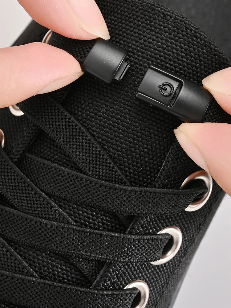 8mm No Tie Shoe Laces Press Lock Shoelaces Without Ties Elastic Laces Sneaker Kids Adult Widened Flat Shoelace for Shoes Beauty Fashion