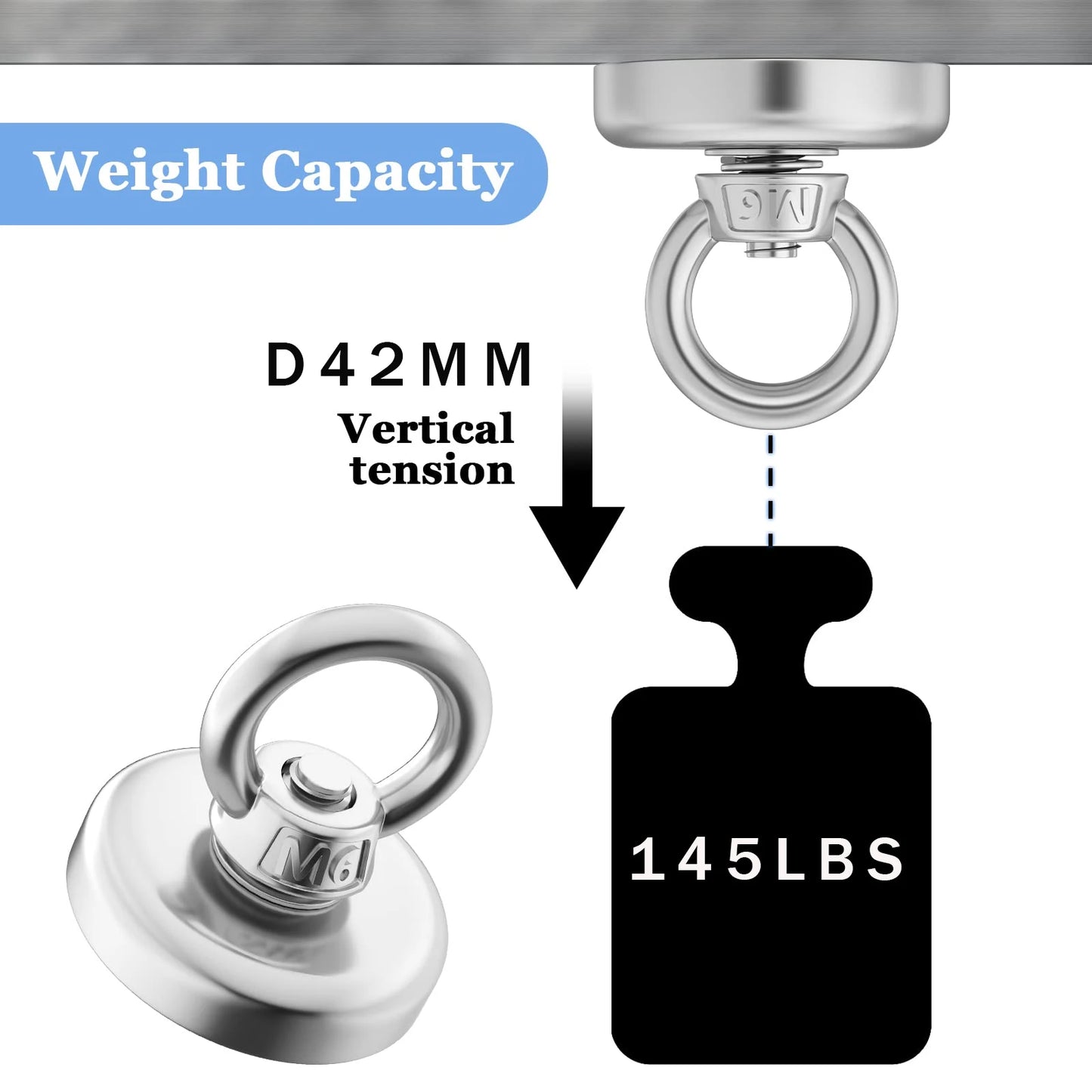 Super Strong Neodymium Fishing Magnets Heavy Duty imanes Magnet with Countersunk Hole Eyebolt for Salvage Magnetic Fishing Beauty World Shop