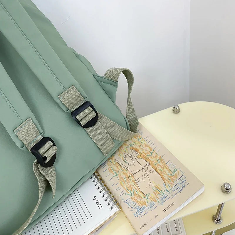 Lightweight Solid Color Backpack for High School Students Multifunctional Casual Bag School Travel Daily Use Simple Design Beauty World Shop
