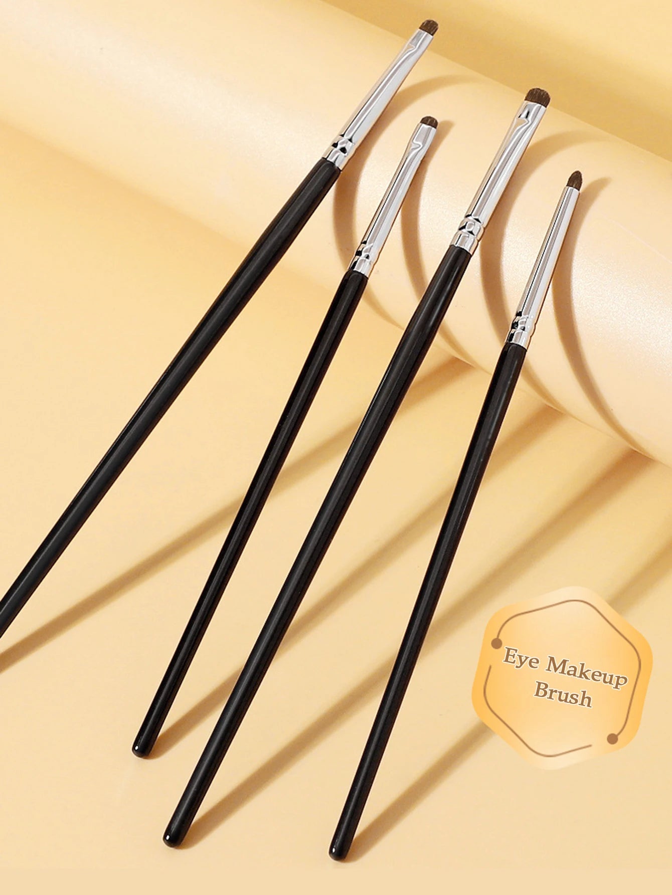 1 Set Of 4 Black Eye Detail Makeup Brushes Pony Hair Precision Eye Shadow Lying Silkworm Brightening Eyeliner Applicator Small Beauty World Shop