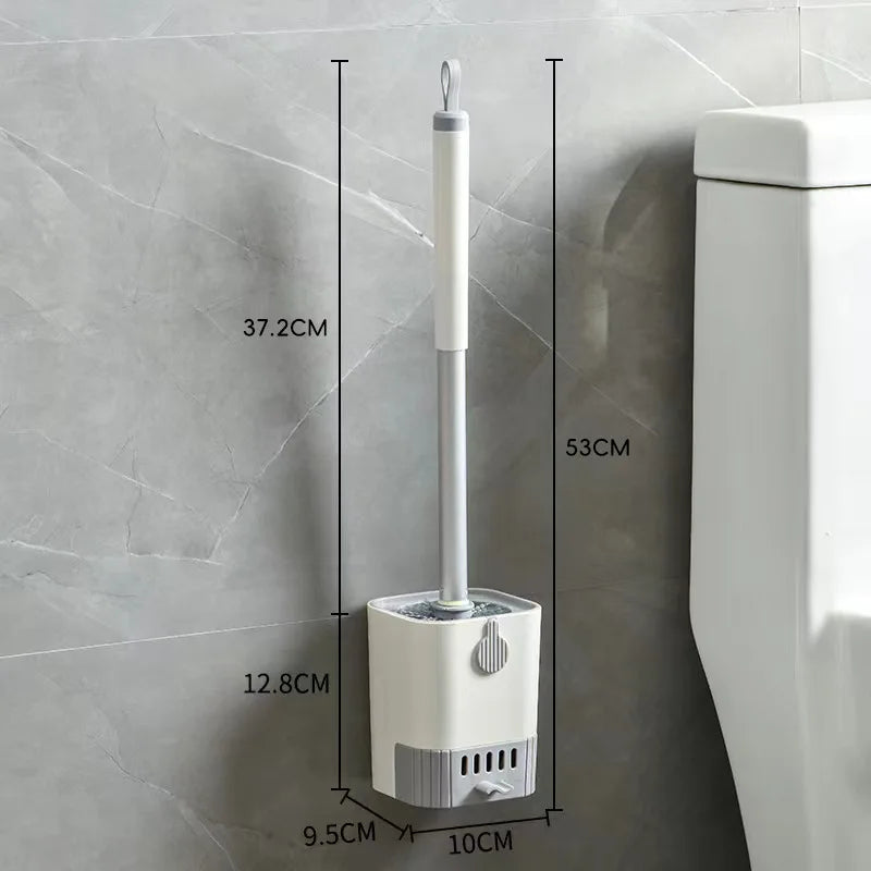 Toilet Brush Set With Holder, Wall Mounted Long Handle Toilet Brush Flexible Toilet Brush Bathroom Brush Cleaning Tools Beauty World Shop