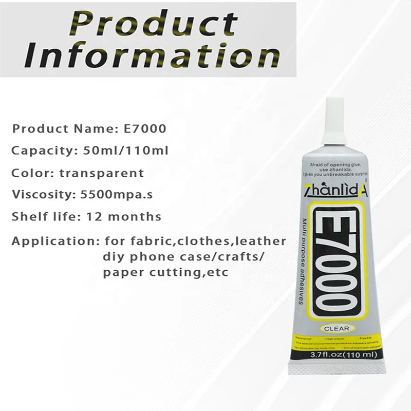 E7000 Glue Clear Contact DIY Cloth Fibre Fabric Adhesive Multipurpose for Wedding Dress Leather Bag Diamond Glass Beauty World Shop