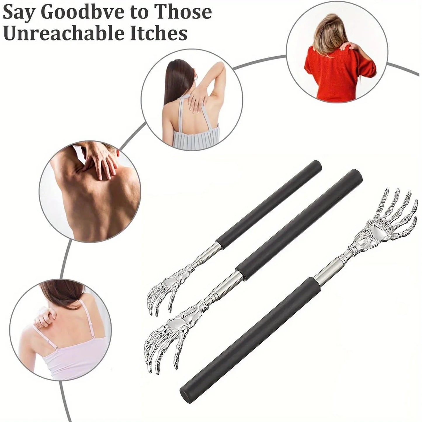 Portable Extendable Back Scratcher Stainless Steel Telescoping Back Scratcher for Both Human and Pets Extendable Back Massager Beauty World Shop