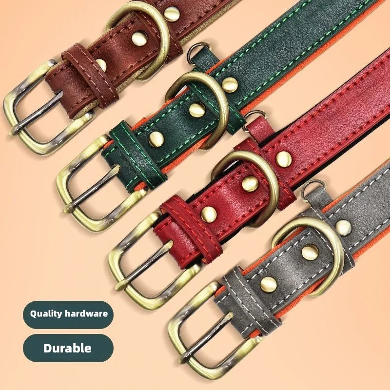 Personalized Customized Leather ID Nameplate Dog Collar Soft Padded Dogs Collars Free Engraving Name for Small Medium Large Dogs Beauty World Shop