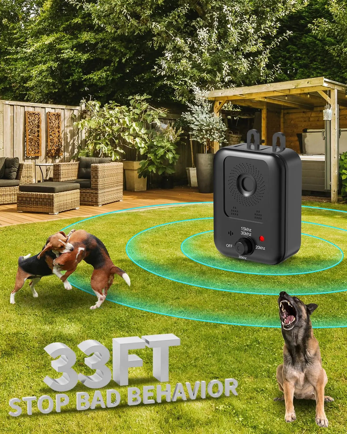 Automatic anti-barking device for dog barking control, rechargeable ultrasonic dog barking deterrent device, outdoor and indoor Beauty World Shop