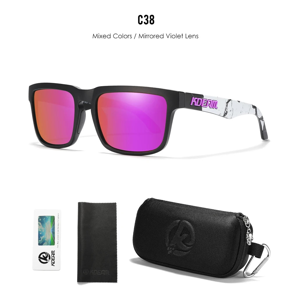 KDEAM Men's Polarized Sunglasses Square Casual Outdoors Sun Glasses Women Unisex Sunglass For Couple With Zipper Case Beauty World Shop