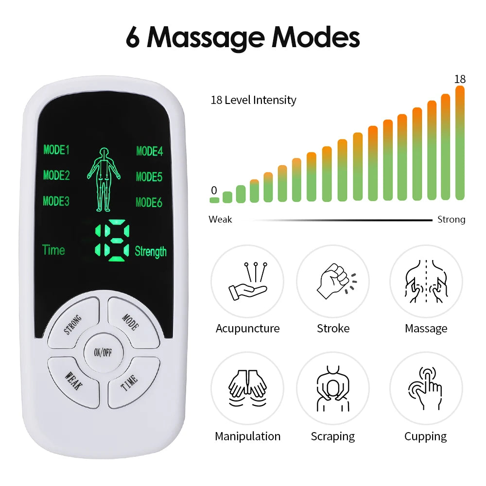 EMS Pulse Electric Muscle Stimulator Back Neck Body Massager Tens Acupuncture Meridian Physiotherapy Digital Massage Tools Beauty World Shop