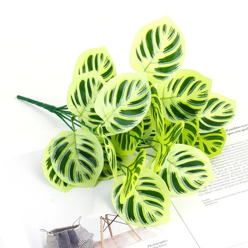 Artificial Plants Leaves Silk Tortoiseshell Leaf Dieffenbough Fake Small Fairy Taro Simulation Green Plant Living Room Decor Beauty World Shop
