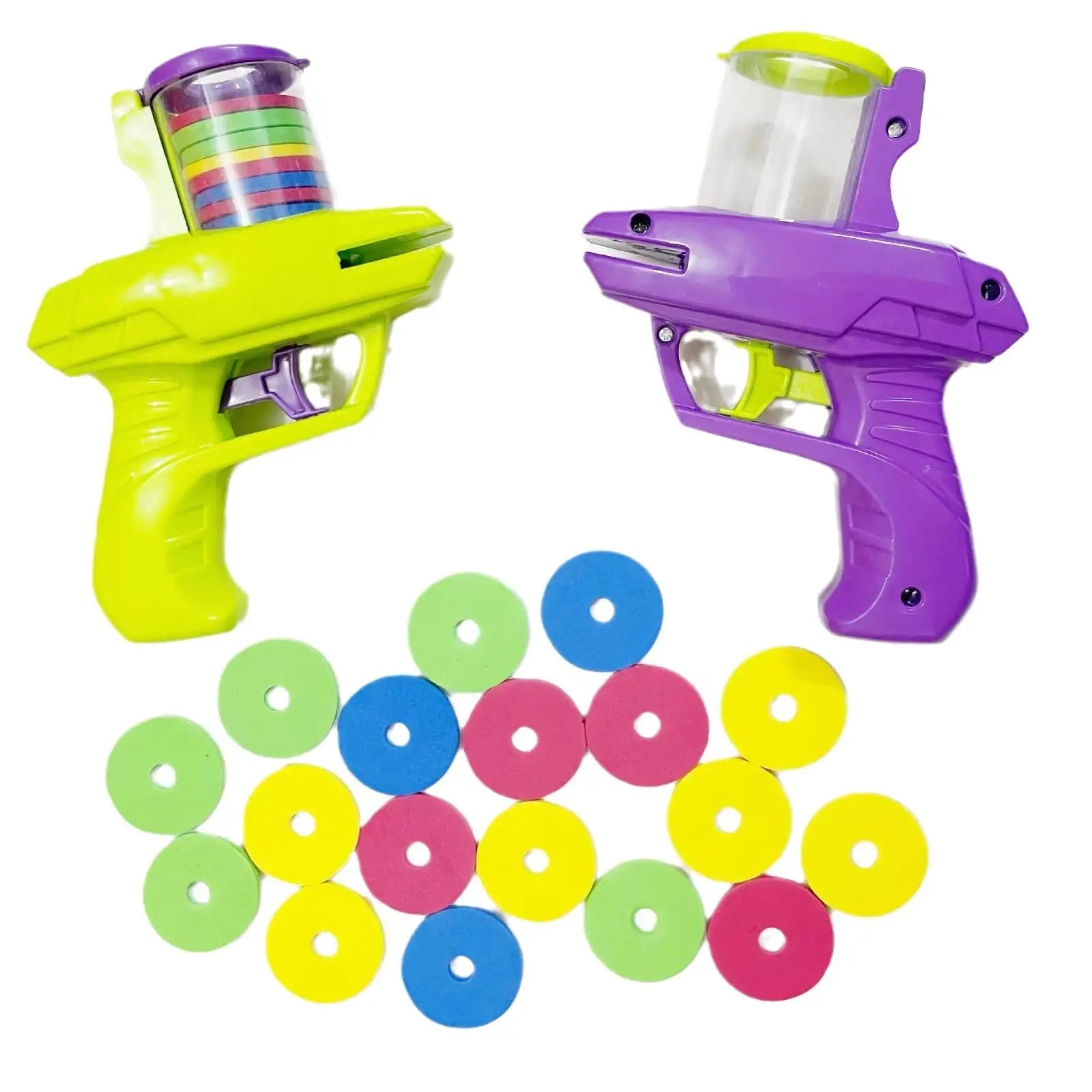 Kids Outdoor Game Foam Disc Gun Toy Flying Disc Shooting Launcher Gun Double Parent-child Interactive Children Toy Beauty World Shop