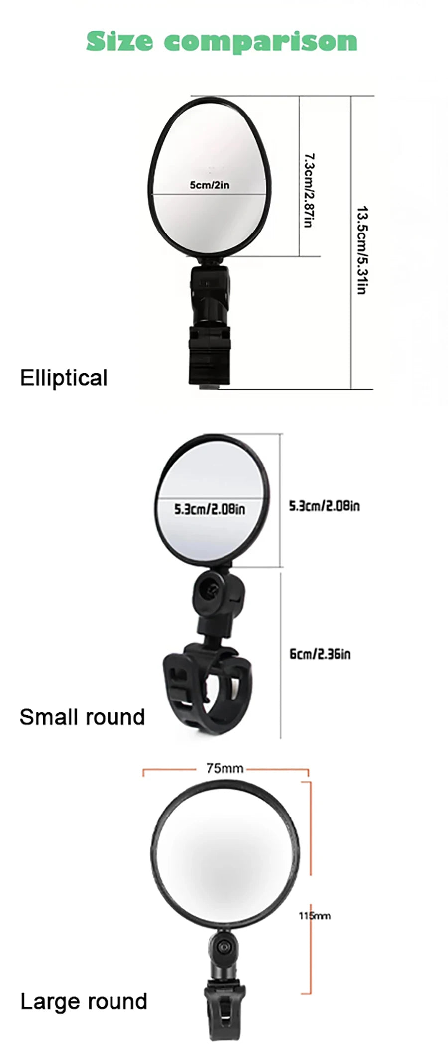 2PCS Bicycle Rearview Mirror 360 Degree Adjustable Rotatable Universal Cycling Handlebar Rear View Mirrors for MTB Road Bike Beauty World Shop