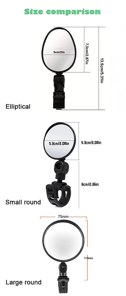2PCS Bicycle Rearview Mirror 360 Degree Adjustable Rotatable Universal Cycling Handlebar Rear View Mirrors for MTB Road Bike Beauty World Shop