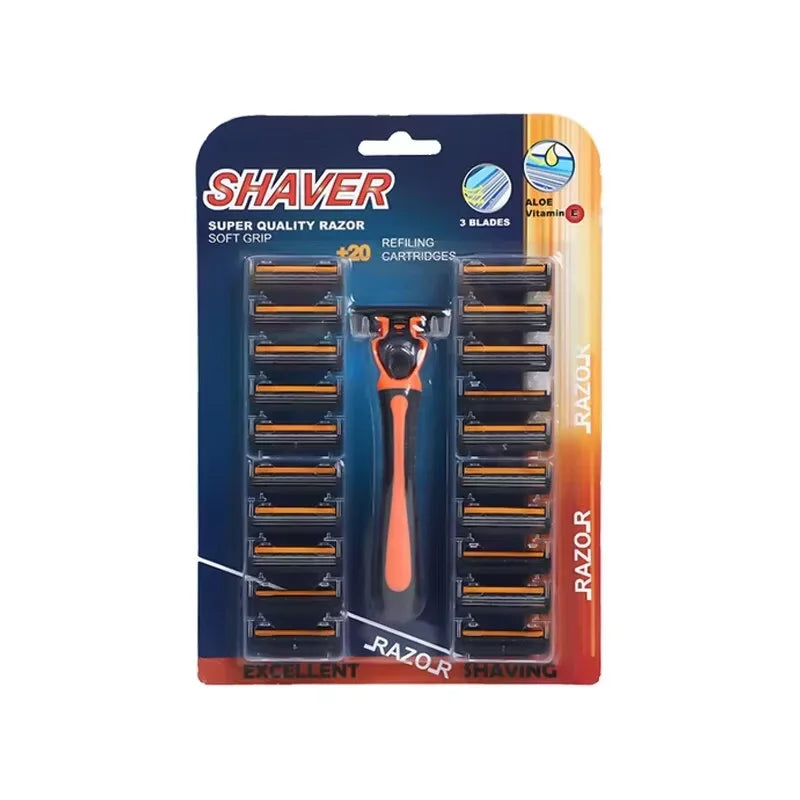 Shaver Brand New Design Men Razor Shaving Three Layer Shaver Reusable Razor Imported Blade Multi Tool Head Replace Beauty Fashion