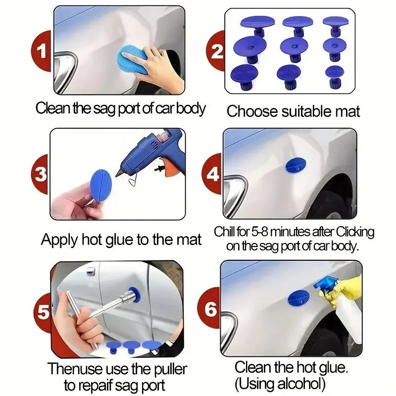 Car Dent Repair Tool Auto Body Part Mechanical Sheet Metal Paintless Dent Removal Puller Kit Hand Tools Kit Set Beauty World Shop
