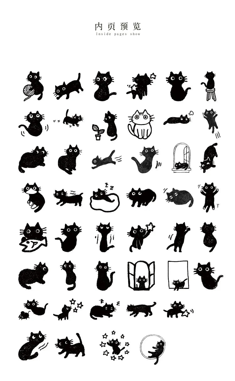 45Stickers / Box Kitten Notebook Boxed Stickers Cartoon Cute Decorative Photo Album Diy Stickers Growth Manual Beauty World Shop