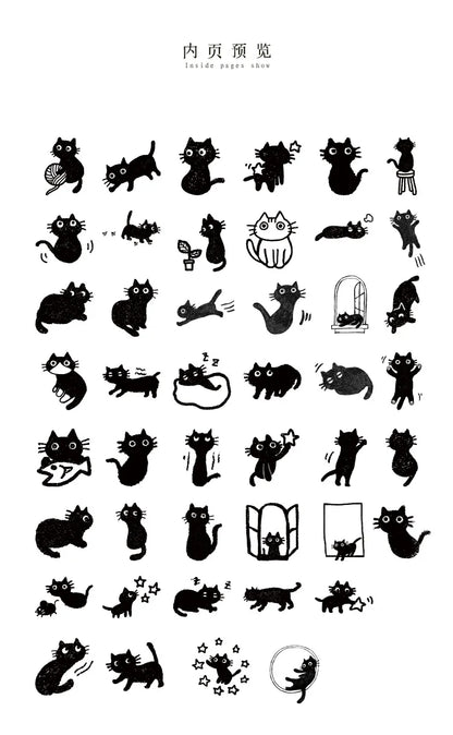 45Stickers / Box Kitten Notebook Boxed Stickers Cartoon Cute Decorative Photo Album Diy Stickers Growth Manual Beauty World Shop