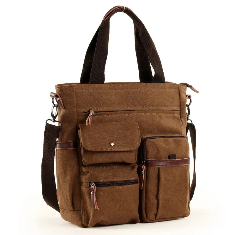 Men's Handbags Briefcase Canvas Shoulder Bag Man for Documents Large Capacity Tote Laptop Bag Crossbody Travel Bags Vintage K004 Beauty Trend Shop