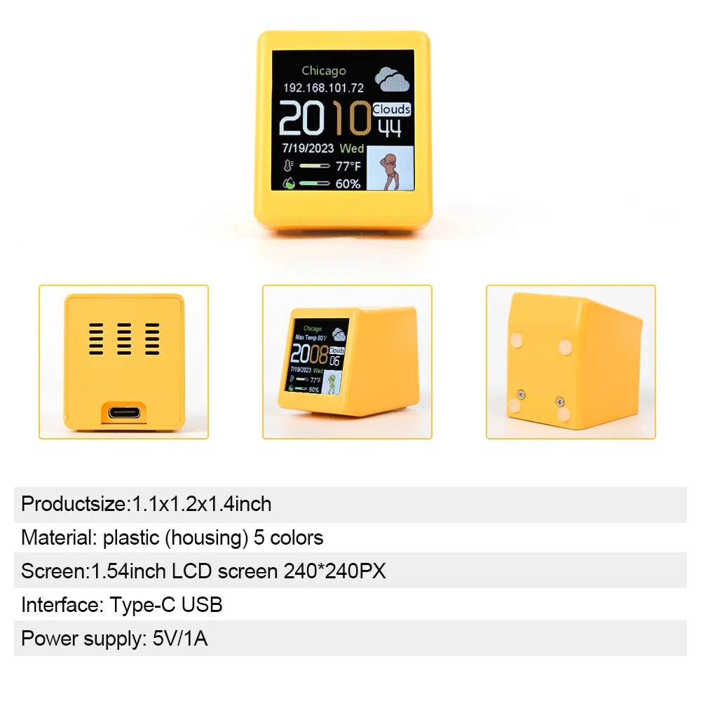 Small Portable Smart Wifi Weather Station Display Weather Temperature Humidity Time Alarm Clock Desktop Decoration Beauty World Shop