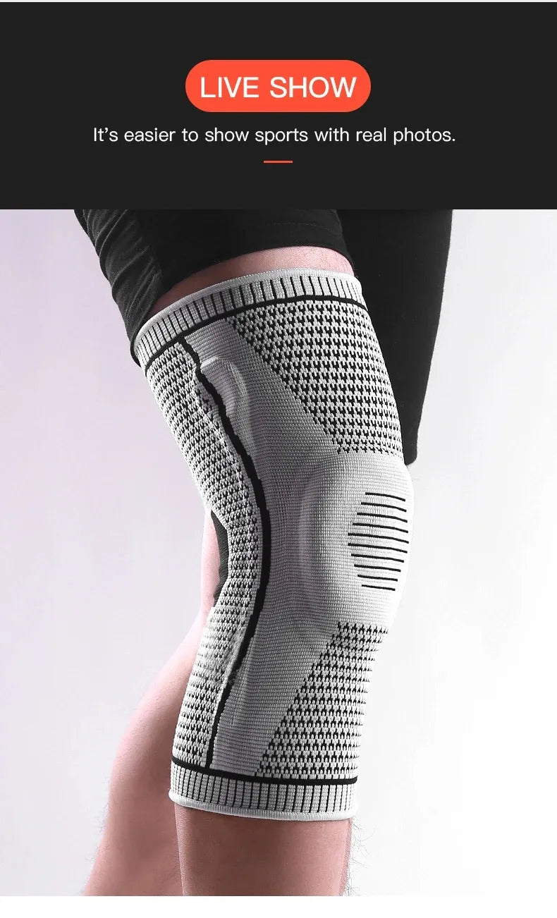 1PC Silicone Knee Pads Strap Patella Medial Support Meniscus Compression Knee Braces for Running Sport Knee Protection Beauty World Shop