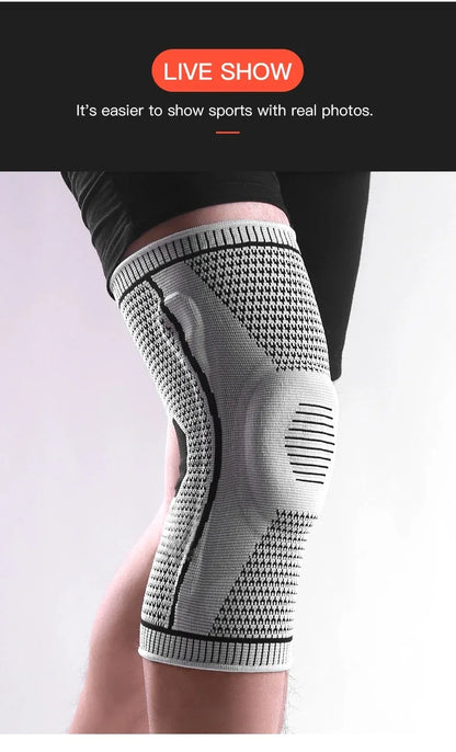 1PC Silicone Knee Pads Strap Patella Medial Support Meniscus Compression Knee Braces for Running Sport Knee Protection Beauty World Shop