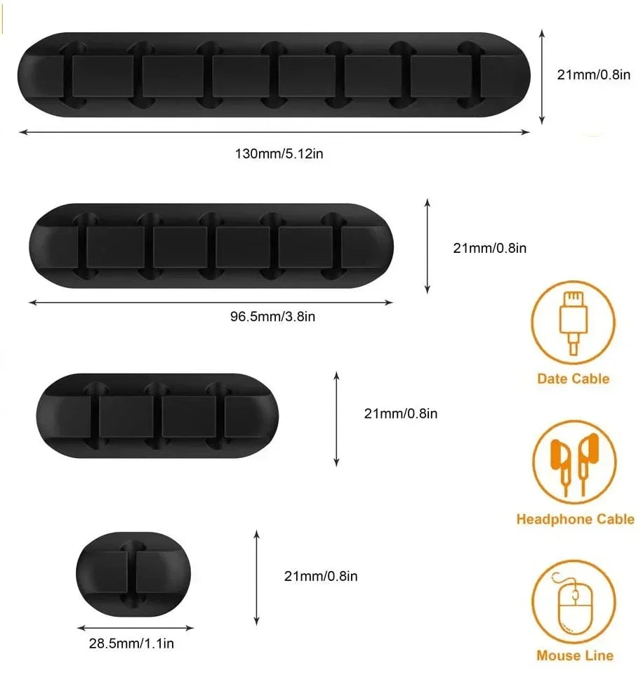 VIKEFON Cable Cord Wire Organizer Silicone USB Cable Winder Management Clips Self Adhesive for Mouse Keyboard Headset For iPhone Beauty World Shop