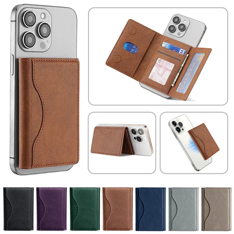 Men Magsafe Card Holder Unisex PU Leather Magnetic Cardholder Card Bag Wallet for Apple for Phone 16 15 14 13 12 Pro Max Mini Beauty World Shop