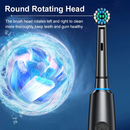 Electric Toothbrush Rotary Rechargeable Electric Toothbrush for Adults Rotating Electric Toothbrushes with 8 Soft Brush Heads Beauty World Shop