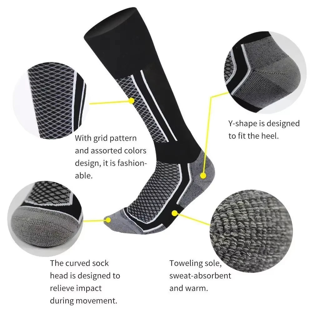 1Pair Winter Warm Thickening Ski Stockings Hiking Socks For Women Men Children Outdoor Anti-Cold High Sports Stockings Beauty World Shop