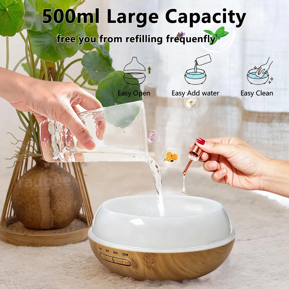 Air Aroma Humidifier Woodgrain Ultrasonic USB Humidifier Essential Oil Diffuser Home Fragrance Air Purifier with Night Light Beauty World Shop