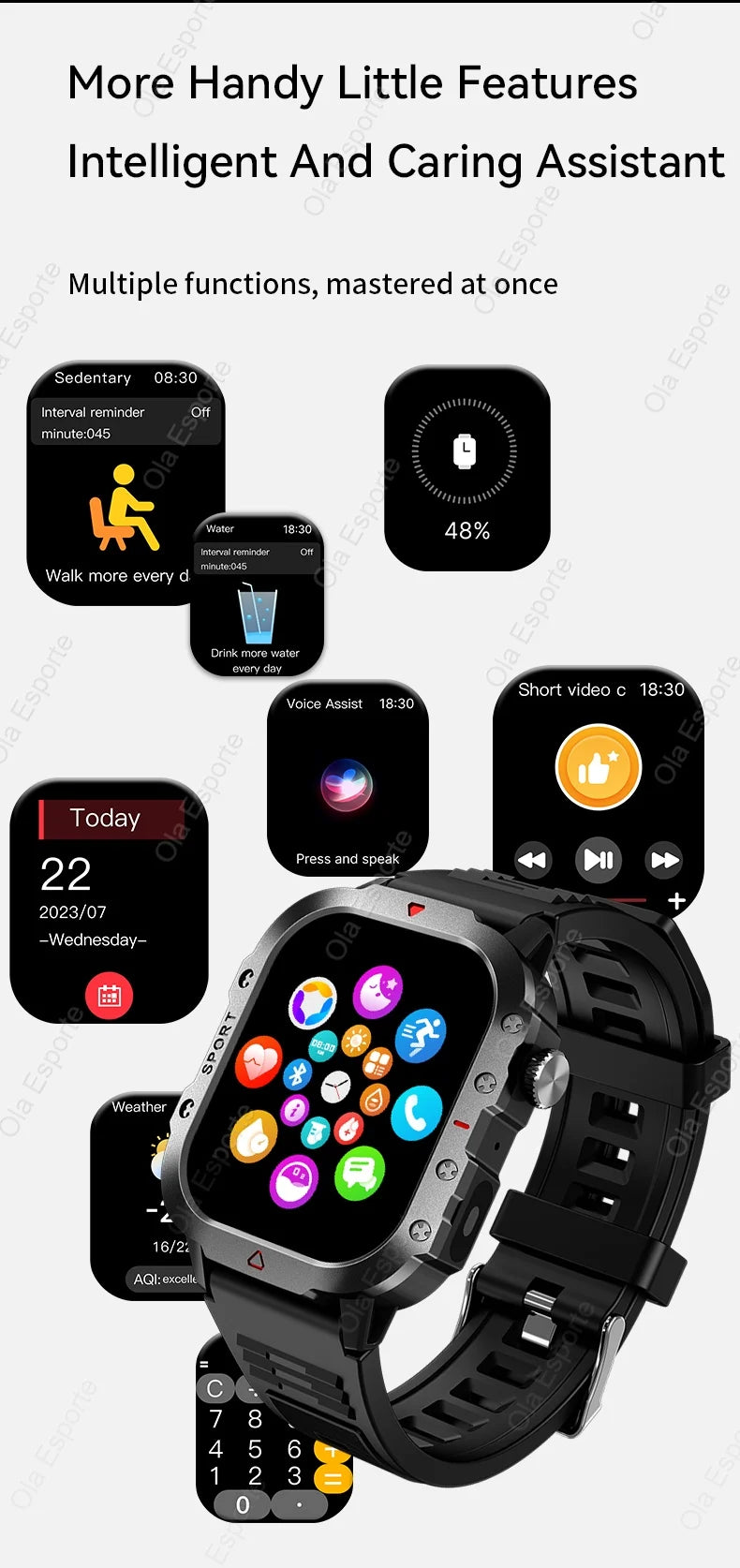 New Military GPS Smart Watch Men Flashlight Compass Waterproof Outdoor Sports Tracker Bluetooth Calls Smartwatch For Android IOS