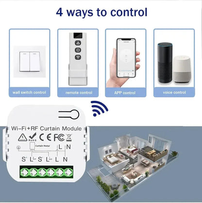 Tuya Wifi Smart Curtain Switch Controllers Blind Rolling Shutter RF 433MHz Smart Life APP Remote Voice Control Alexa Google Home Beauty World Shop