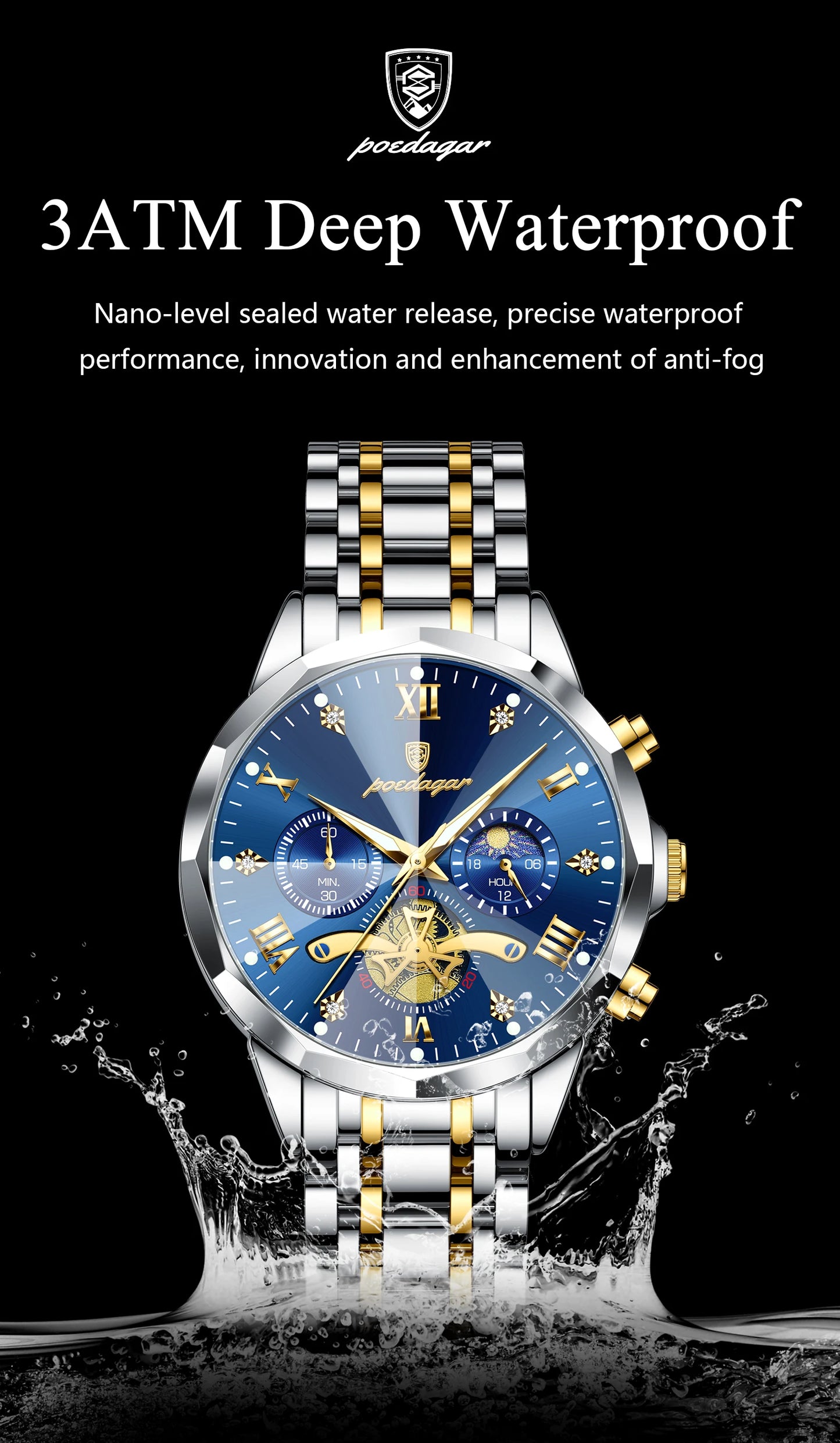 POEDAGAR Luxury Original Men Watch Waterproof Luminous Chronograph Man Wristwatch Stainless Steel Quartz Top Men's Watches Reloj Beauty World Shop