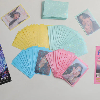 50PCS Heart Sleeves Color Photo Card Sleeve Photocard Holder Kpop Popcorn Sleeves Photo Card Packaging BQ01 Beauty World Shop