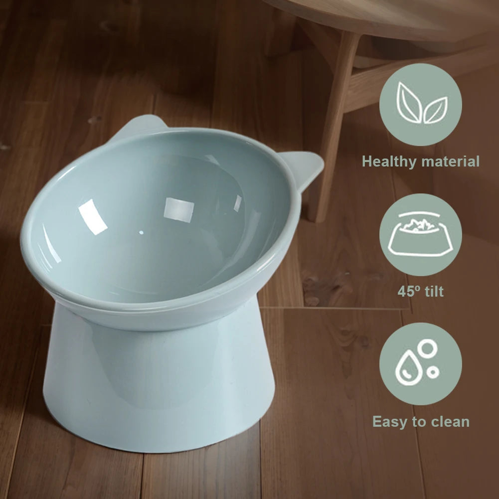 Tilted Cat Food Bowl Elevated Cat Bowl Ergonomic Cat Food Dish Anti Vomiting Plastic Feeding Bowl Non Slip for Flat- Faced Cats Beauty World Shop