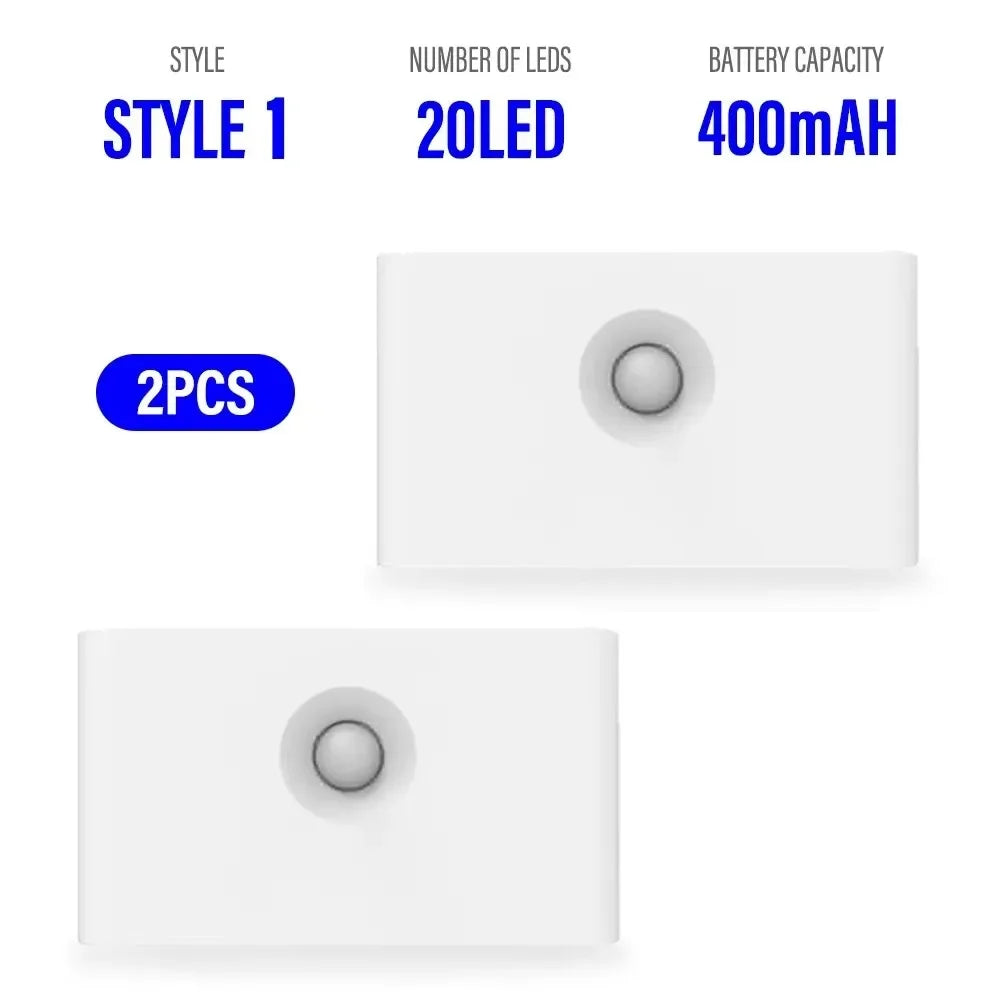 Mini LED Intelligent Sensor Night Light Wireless USB Rechargeable Motion Sensor Wall Light for Bedroom Corridor Cabinet Lighting Beauty World Shop