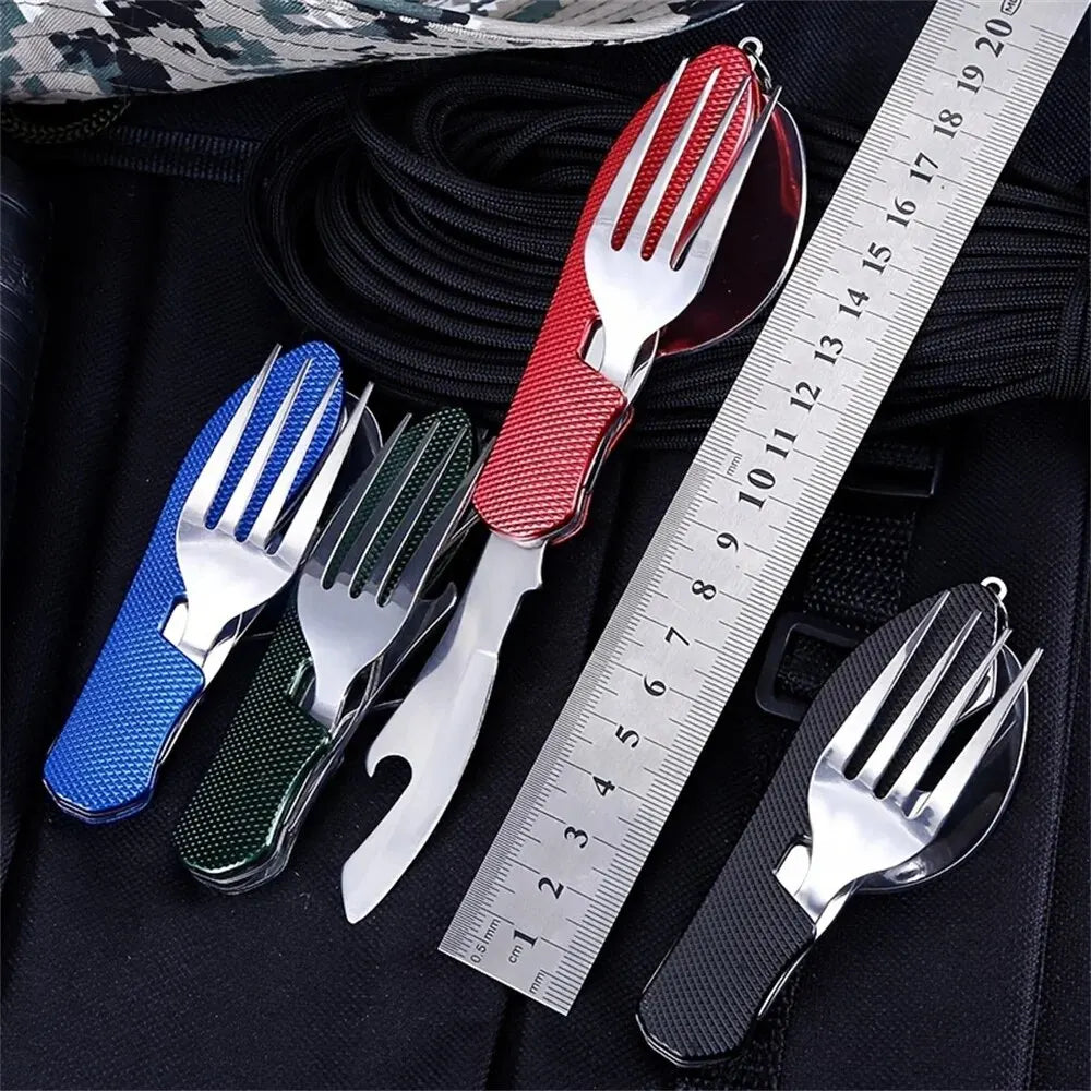 Foldable Camping Utensil Set - Multi-Functional Knife, Fork, Spoon Combo For Outdoor Activities And Sports Camping Picnic Travel Beauty World Shop