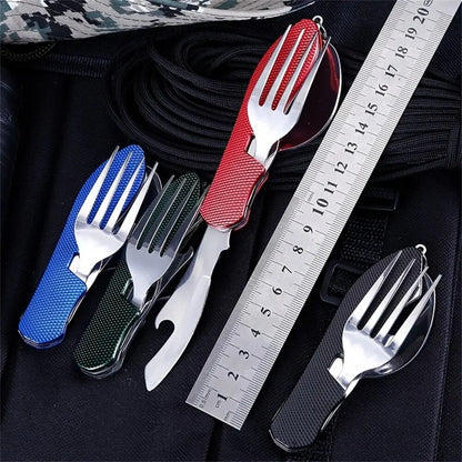 Foldable Camping Utensil Set - Multi-Functional Knife, Fork, Spoon Combo For Outdoor Activities And Sports Camping Picnic Travel Beauty World Shop