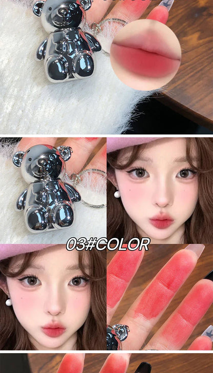 ART VALUE Bear Doudoun Velour Lip Clay matte Mist Face with White grey pink keychain lip glaze Beauty Trend Shop