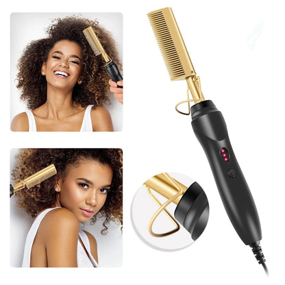 Electric Hot Heating Comb Hair Straightener Heat Pressing Combs Wet and Dry Hair Iron Straightening Brush Hair Styling Tools Beauty World Shop