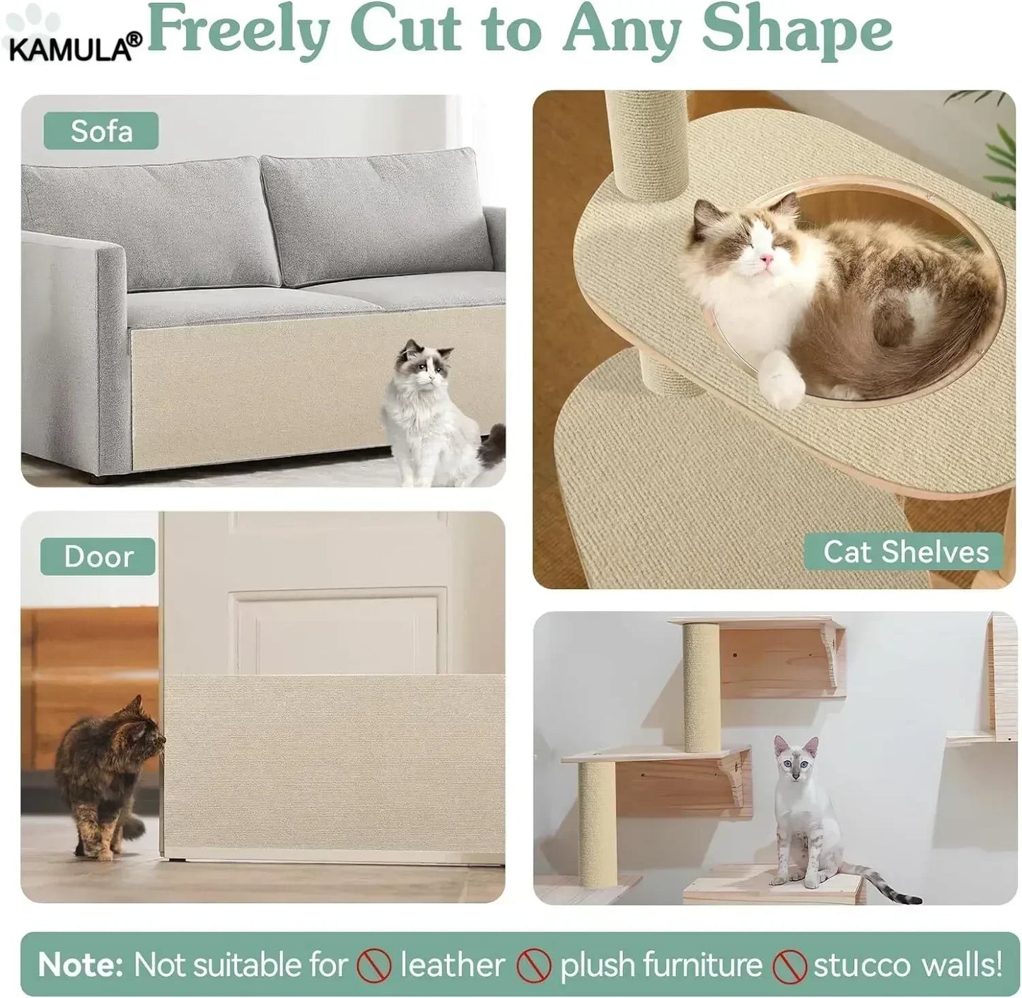 Wall Self-Adhesive Anti Cat Scratch Sofa Protector DIY Cats Scratch Protection Paws Sharpen Trimmable Carpet Cats Scratch Board