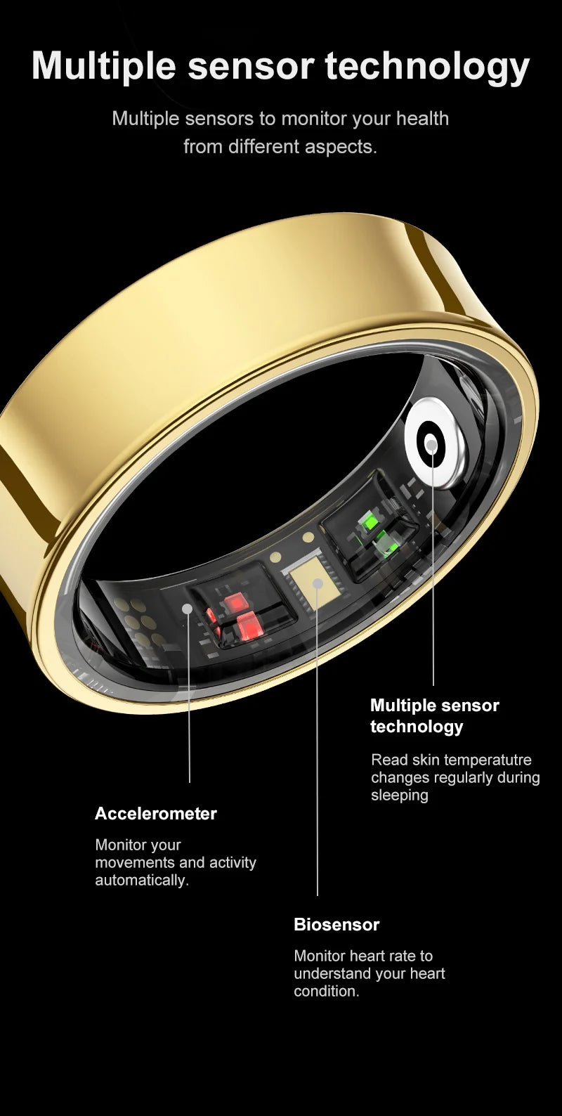 R09 Smart Ring Men Women with Charging Case,Heart Rate Blood Oxygen,Skin Temperature Monitor,5ATM Waterproof For Android iOS Beauty World Shop