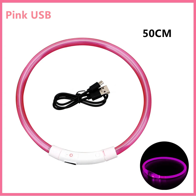 USB Rechargeable Luminous Collar Adjustable Led Glowing Dog Collar for Large Small Dogs Cat Night Light Collar Pet Safety Harnes Beauty World Shop