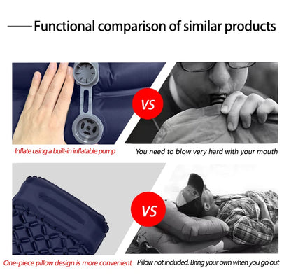 Outdoor Camping Inflatable Mattress Sleeping Pad With Pillows Ultralight Air Mat Built In Inflator Pump Hiking Beauty World Shop