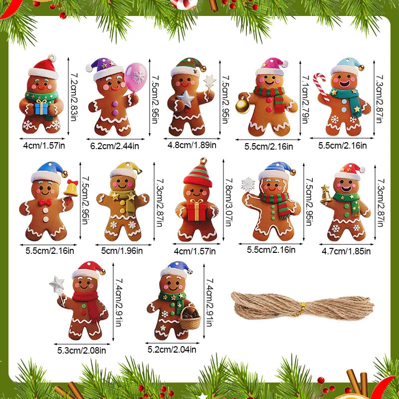 12/24pcs Christmas Gingerbread Man Ornaments Xmas Tree Wooden Hanging Pendants 2026 New Year Party Home Decoration Kids DIY GIft Beauty World Shop